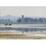 JOHN SKELTON Misty Morning, Sandymount Strand Watercolour, 24 x 34cm Signed; Signed and