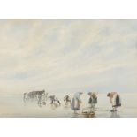 Edward Emerson (20th Century) Cockle Pickers on the Strand Watercolour, 36 x 51.5cm Signed