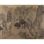 Grégoire Michonze (1902-1982) Landscape Charcoal and ash on paper, 62 x 80cm Signed