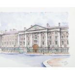 FERGAL FLANAGAN (B.1948) Trinity College Dublin Watercolour, 27 x 33cm Signed