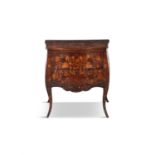 A LATE EIGHTEENTH CENTURY/ EARLY NINTEENTH CENTURY DUTCH MARQUETRY BOMBE COMMODE,