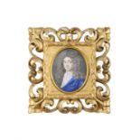 ENGLISH SCHOOL Miniature portrait of James Stuart, son of James II, as a young man Oval