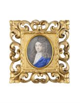 ENGLISH SCHOOL Miniature portrait of James Stuart, son of James II, as a young man Oval