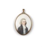 ENGLISH SCHOOL 19TH CENTURY Miniature portrait of a young gentleman wearing a black coat,