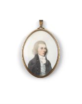 ENGLISH SCHOOL 19TH CENTURY Miniature portrait of a young gentleman wearing a black coat,