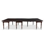 A WILLIAM IV MAHOGANY RECTANGULAR EXTENDING DINING TABLE, with three additional leaves,