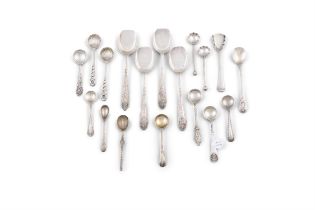 A COLLECTION OF ENGLISH SILVER SALT SPOONS from various periods including Georgian, Victorian,