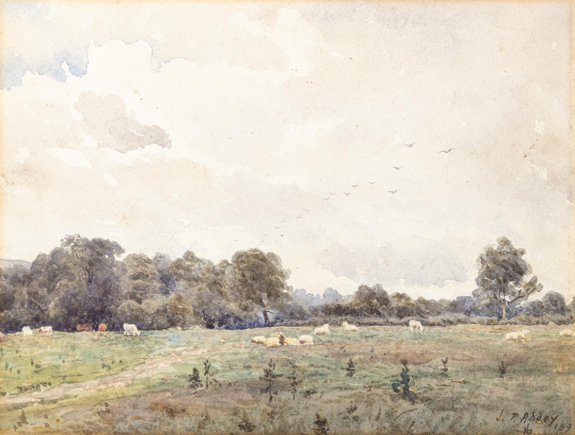 J. PADDEY (19TH CENTURY) Landscape with sheep and cattle Watercolour, 17 x 22.5cm Signed 'J. - Image 2 of 4