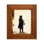 LATE 18TH / EARLY 19TH CENTURY SCHOOL A full-length silhouette portrait of a gentleman carrying a