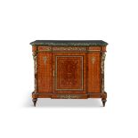 A FRENCH KINGWOOD, MARQUETRY AND GILT METAL MOUNTED CREDENZA, of breakfront outline,