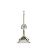 A VICTORIAN ADJUSTABLE BRASS STANDARD LAMP the upright central column support with attached