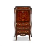 A FRENCH KINGWOOD AND MARQUETRY INLAID SECRETAIRE Á ABATTANT, IN THE LOUIS QUINZE TASTE with