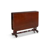 A VICTORIAN MAHOGANY RECTANGULAR DOUBLE DROP LEAF YACHT / SUTHERLAND TABLE on raised turned