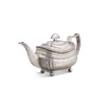 A GEORGE III SILVER TEAPOT, London c.1813, markers mark partially rubbed possibly 'N E',