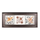 A FRAMED SET OF THREE MINTONS CERAMIC TILES IN THE AESTHETIC MOVEMENT TASTE, designed by