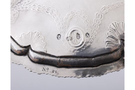 AN IRISH GEORGE III SILVER SALVER Dublin c.1771, markers mark rubbed, of circular form, - Image 4 of 4