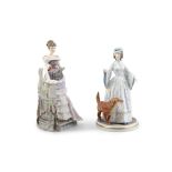 A COLLECTION OF MODERN ROYAL WORCESTER PORCELAIN FIGURES: 'Louisa' 20cm high; 'Rebecca' 21cm