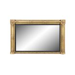 A WILLIAM IV GILTWOOD OVERMANTLE MIRROR c.1830 fitted with rectangular plain glass plate,