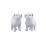 A PAIR OF JAPANESE HIRADO PORCELAIN DOGS, 19TH CENTURY, modelled standing four square,