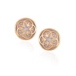A PAIR OF MOTHER-OF-PEARL AND GOLD 'FLOWER' EARSTUDS, BY OMEGA Of slightly bombé design,