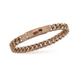 AN 18K GOLD AND DIAMOND 'KELLY GOURMETTE' BRACELET, BY HERMÈS The flat curb-link chain with