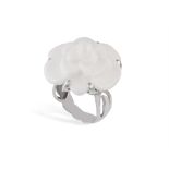 AN AGATE 'CAMÉLIA' COCKTAIL RING, BY CHANEL Set with a cacholong agate carved as a camellia