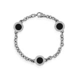 AN ONYX 'BVLGARI BVLGARI' BRACELET, BY BULGARI The cable-link chain set with circular onyx