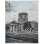 Flora H. Mitchell (1890-1973) The Four Courts, Dublin Indian ink and watercolour,