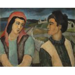 Gerard Dillon (1916 - 1971) Couple on a Cart Oil on board, 33 x 42.5cm (13 x