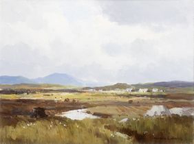 Maurice C. Wilks ARHA RUA (1910 - 1984) Connemara Bog-land with figures Oil on canvas,