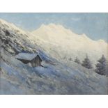 William Percy French (1854-1920) Alpine Scene with Chalet Watercolour, 25 x 33cm (9¾ x