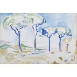 Father Jack Hanlon (1913 - 1968) The Point of the Four Pines Watercolour, 33 x 50cm (13 x