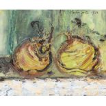 Camille Souter HRHA (1929 - 2023) 'The 2 Old Turnips' (1973) Oil on paper on board, 17.5 x 21.