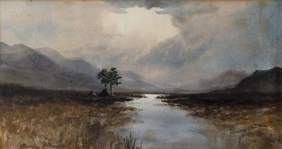 William Percy French (1854-1920) Bogland River Watercolour, 17.5 x 33cm (6¾ x 13") Signed