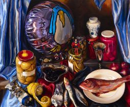 Geraldine O'Neill (b.1971) Penguin Oil on canvas, 82 x 100cm (32¼ x 39¼") Signed and dated