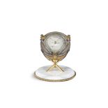 AN ORMOLU AND SILVERED KETTLE DRUM BAROMETER ATTRIBUTED TO J.J HICKS, 19TH CENTURY, RETAILED BY T.