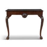 AN IRISH MAHOGANY CONSOLE TABLE, 19TH CENTURY of rectangular form, with moulded rim above plain