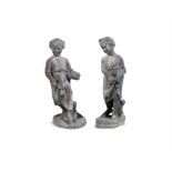 TWO LEAD CAST FIGURES, 19TH CENTURY Each approx. 63cm high