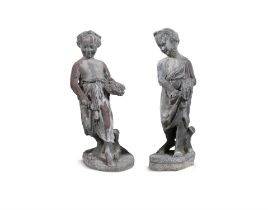 TWO LEAD CAST FIGURES, 19TH CENTURY Each approx. 63cm high