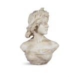 EMILIO FIASCHI (1858 – 1941) An Italian carved alabaster bust of a Young Lady, 19th Century