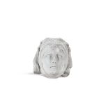 A LARGE 19TH CENTURY CARVED STONE HEAD OF A FEMALE, 19TH CENTURY 35cm high