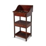 A GEORGE III MAHOGANY WASHSTAND with three-quarter gallery top and central platform with drawer,