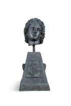 A CLASSICAL BRONZE BUST AFTER THE ANTIQUE 77cm high, 31cm wide, 31c,m deep