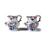 A LARGE PAIR OF EARLY VICTORIAN MASON'S IRONSTONE PITCHERS, of baluster shape, with flared rim and