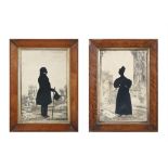 ATTRIBUTED TO AUGUSTE EDOUART (1789-1861) Silhouette portraits of a lady and gentleman in maple