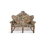 A WALNUT FRAMED SOFA IN THE STYLE OF DANIEL MORAT, 19TH CENTURY with tapestry upholstery and block