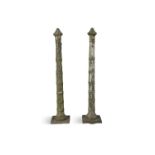 A PAIR OF CAST IRON GATE COLUMNS. 145cm tall Provenance: Ex Ballyfin Estate