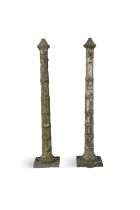 A PAIR OF CAST IRON GATE COLUMNS. 145cm tall Provenance: Ex Ballyfin Estate