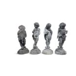 A SET OF FOUR LEAD CAST FIGURES, ALLEGORICAL OF THE SEASONS, 19TH CENTURY 63cm high