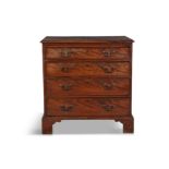A COMPACT GEORGE II MAHOGANY BACHELORS CHEST, C. 1750 the rectangular top with thumb moulded rim,